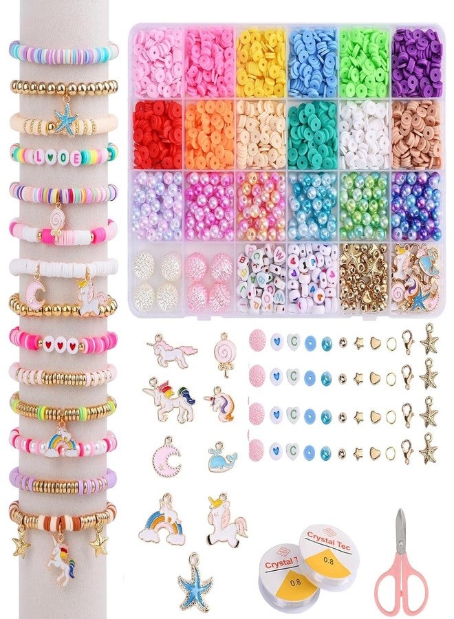 WebWares Clay Beads for Jewellery Making Kit|| Kids Girls Macaron Color Beads for Bracelet Making|| Jewellery Making Kit for Kids DIY Bead Set Making|| (New Moti Bead Kit) - Image 1